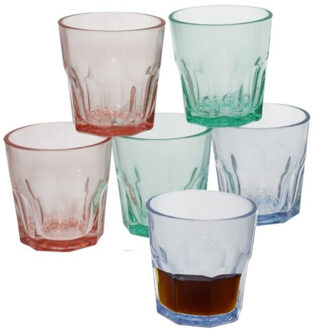 Gerimport Waterglazen/drinkglazen Everest - 6x stuks - transparant kleurenmix - 250 ml