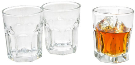 Gerimport Waterglazen/drinkglazen tumblers Elvira - transparant glas - 3x stuks - 256 ml