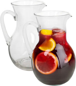 Gerimport waterkan Rabat - 2x - transparant - glas - 1,5L - limonadekan - schenkkan