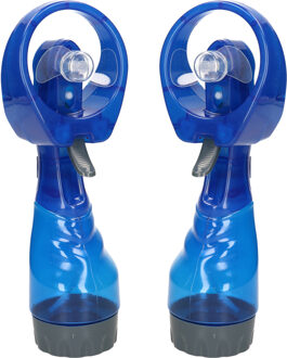 Gerimport waterspray ventilator - 2x stuks -blauw - 27 cm - voor verkoeling in de zomer