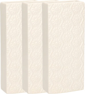 Gerimport Waterverdamper - 3x - creme wit - keramiek - 400 ml - radiatorbak luchtbevochtiger - 7,4 x 17,7 cm