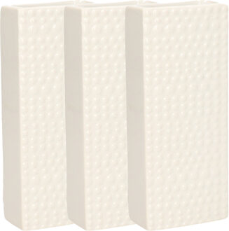 Gerimport Waterverdamper - 3x - creme wit - keramiek - 400 ml - radiatorbak luchtbevochtiger - 7,4 x 17,7 cm