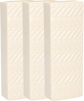 Gerimport Waterverdamper - 3x - creme wit - keramiek - 400 ml - radiatorbak luchtbevochtiger - 7,4 x 18,6 cm