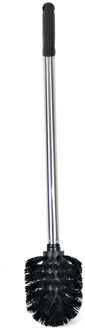 Gerimport Wc en toiletborstel - zwart / zilver - 34 cm - van RVS - Badkamer accessoires