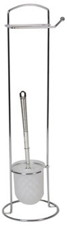 Gerimport Wc/toiletborstel met toiletrolhouder - RVS - 60 cm - Toilet/badkameraccessoires - wc-borstel