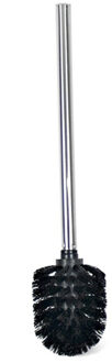 Gerimport Wc/toiletborstel zwart/zilver 34.5 cm van RVS - Toiletborstels Multikleur