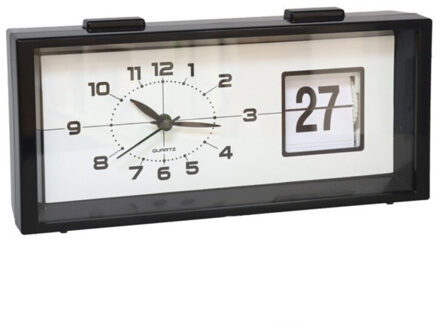 Gerimport wekker/reiswekker - alarmklok - zwart - 9 cm - kunststof