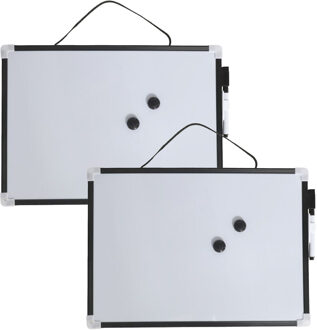Gerimport Whiteboard/memobord magnetisch - 2x - mini - 23 x 18 cm - met marker en magneten