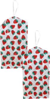 Gerimport Wijnfles koeler/wijnkoeler Aardbei - 2x - zomer print - zomer - aardbeien