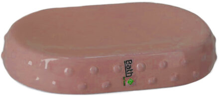 Gerimport Zeephouder/zeepbakje roze keramiek 15 cm - Badkameraccessoireset