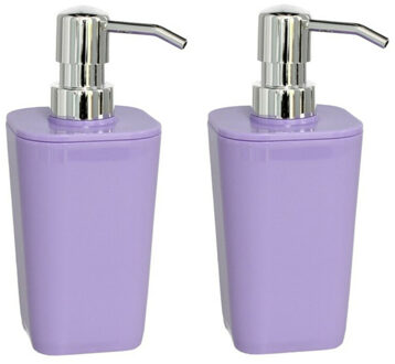 Gerimport Zeeppompje/dispenser - 2 st - kunststof paars 7,5 x 17 cm