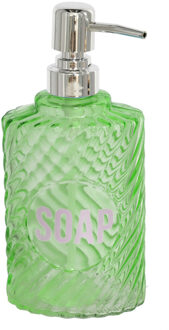 Gerimport Zeeppompje/dispenser - appelgroen - glas - 500 ml - navulbaar - toilet/badkamer/keuken
