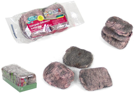 Gerimport zeepstaalsponzen - 6x stuks - hardnekkig vuil - staalspons - zeepspons