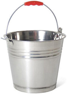 Gerimport Zinken emmer/bloempot/plantenpot met handvat 7 liter - IJzeren emmer / teil Zilverkleurig