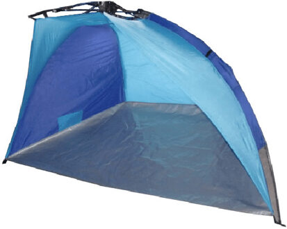 Gerkimex Beachshelter strandtent/windscherm blauw/lichtblauw 200 x 100 cm paraplu opzet systeem