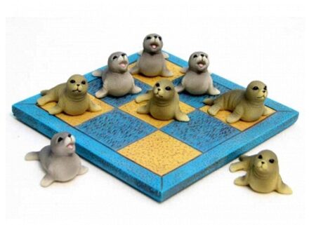 Gerkimex Boter kaas en eieren spelletje - met zeehondjes - 20 x 20 cm - steen - beeld