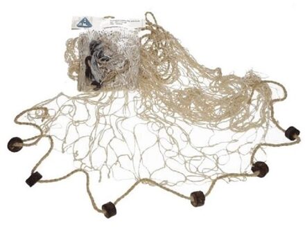 Gerkimex Deco visnet met kurken - 200 x 150 cm - Naturel kleur - strand thema decoratie net Multi