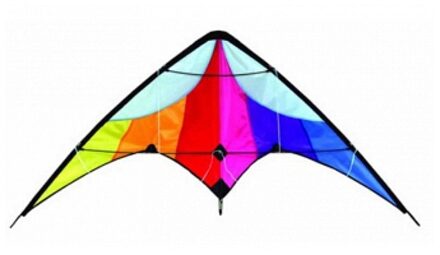 Gerkimex Delta stunt vlieger - regenboog kleuren - 130 x 60 cm - buiten speelgoed - kinderen - vliegeren Multi