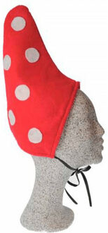 Gerkimex Kabouter kinder mutsen - verkleed hoeden - rood/witte stippen - Verkleedhoofddeksels