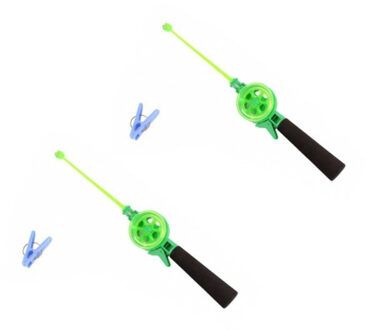 Gerkimex Krabhengel/vishengel - 4x - voor krabbetjes - groen - 39 cm - strand speelgoed