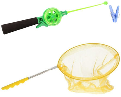 Gerkimex Krabhengel / vishengel incl. uitschuifbaar visnet - groen/geel - 39 cm