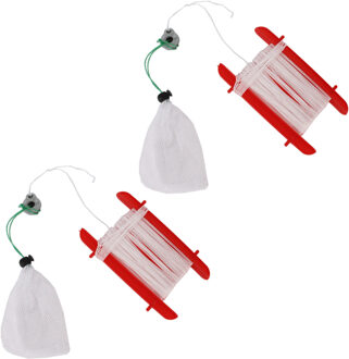 Gerkimex Krablijn met netje/krabben vangen - 4x stuks - 39 cm - vissen - hengel