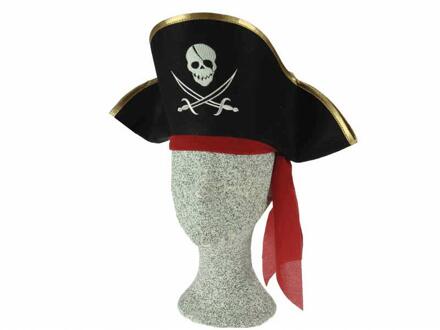 Gerkimex Piratenhoed geborduurd 43x23x15cm zwart