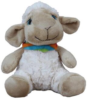 Gerkimex Pluche schaap zittend met sjaal 20cm wit