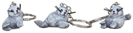 Gerkimex Sleutelhanger vrolijke zeehonden 4x8cm verschillende