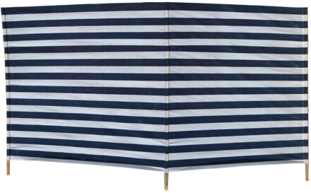 Gerkimex Strand/camping windscherm gestreept wit/donkerblauw 240 cm x 120 cm - Windschermen