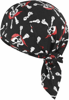 Gerkimex Verkleed Bandana met piraten print - Verkleedhoofddeksels Zwart