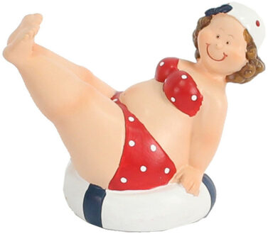 Gerkimex Woonkamer decoratie beeldje - dikke dame - rood badpak - 10 cm