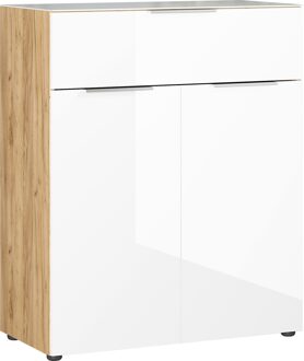 Germania Opbergkast Oakland 102 cm hoog in wit met navarra eiken Wit,Bruin,Eiken