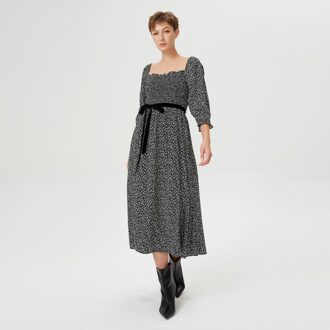 Gerookte kleding met vierkante kraag en vrijheidsafdruk Zwart