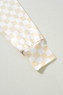 Geruit Loungewear Set Nachtkleding Ivoor