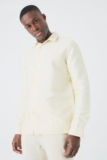 Geruit Overhemd Met Lange Mouwen En Textuur, White - XS