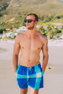 Geruite Blauwe Zwembroek voor Heren - L