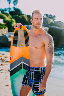 Geruite Blauwe Zwembroek voor Heren Zwart