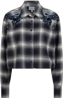 Geruite cropped blouse Eason  grijs - 34,38,40,42,