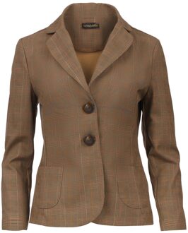 Geruite getailleerde blazer van 100% katoen - maat Bruin