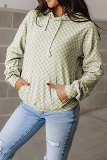 Geruite Hoodie Relaxed Fit - maat S Salie Groen