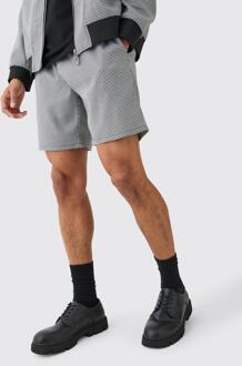 Geruite Houndstooth Shorts Met Elastische Taille, Black - 34