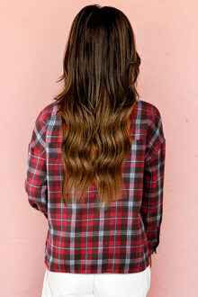 Geruite Langsleeve V-hals Top Bruin