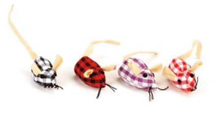 Geruite muis met catnip (mix) 3 stuks