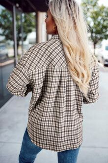 Geruite Overhemd met Corduroy Zakken Wit