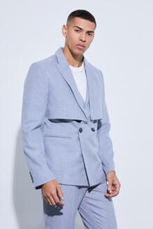 Geruite Overlay Slim Fit Blazer, Grey - 34