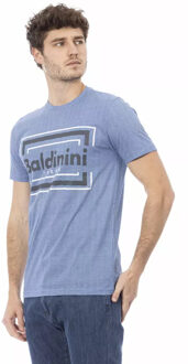 Geruite T-shirt Casual Stijl Lichtblauw - XS