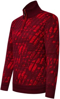 Geruite trui met 1/2 rits - maat S Rood