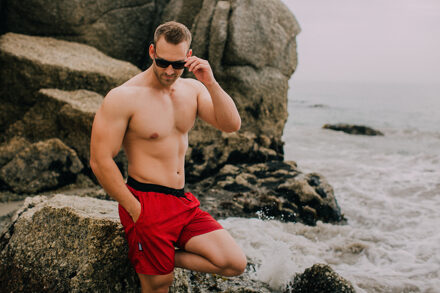 Geruite Zwembroek voor Heren Rood - M