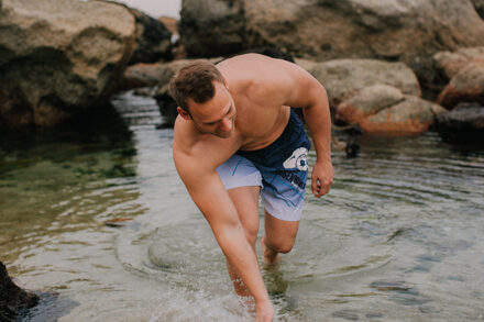 Geruite Zwembroek voor Heren Wit Zwart Zwart/wit - S